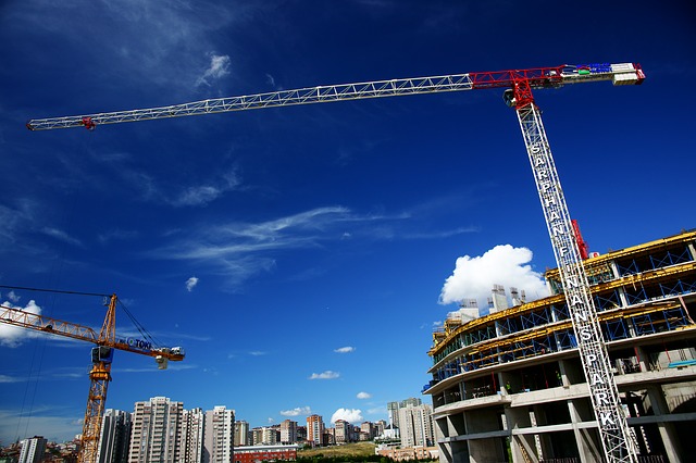 Tall crane over buildings